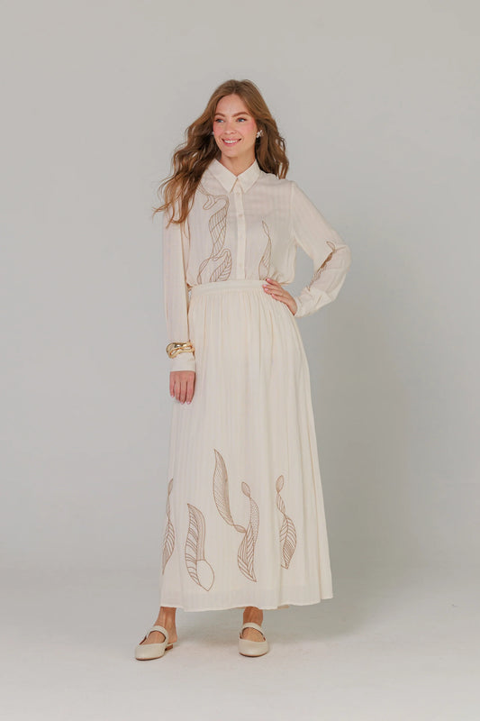 Soft Sand Embroidered Set