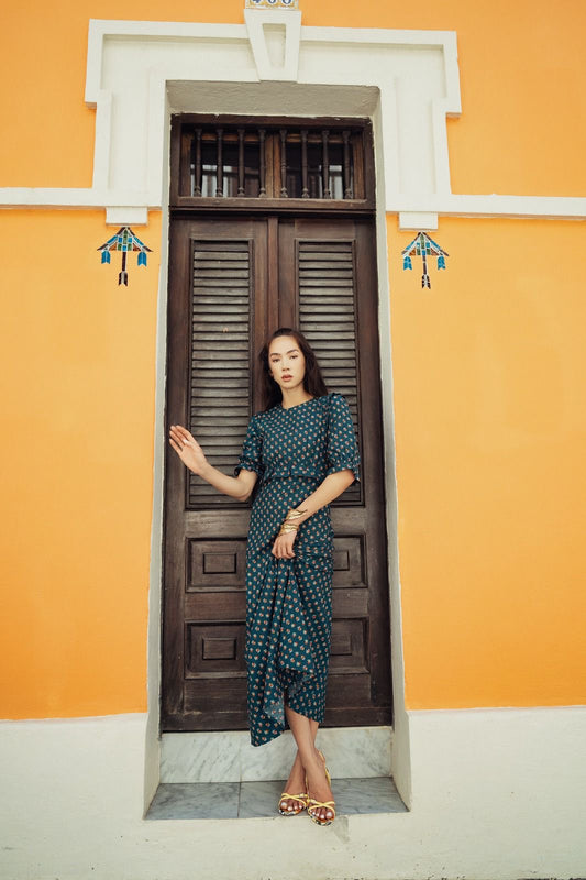 Flutter Sleeve Empire Waist Dress