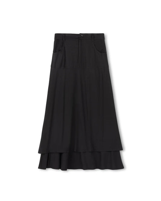 Front Zipper Flowy Skirt