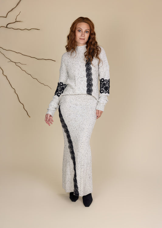 Lace Detailed Knit Skirt