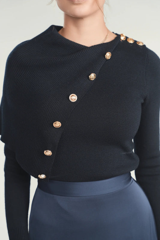 Cape Sweater w Gold Buttons