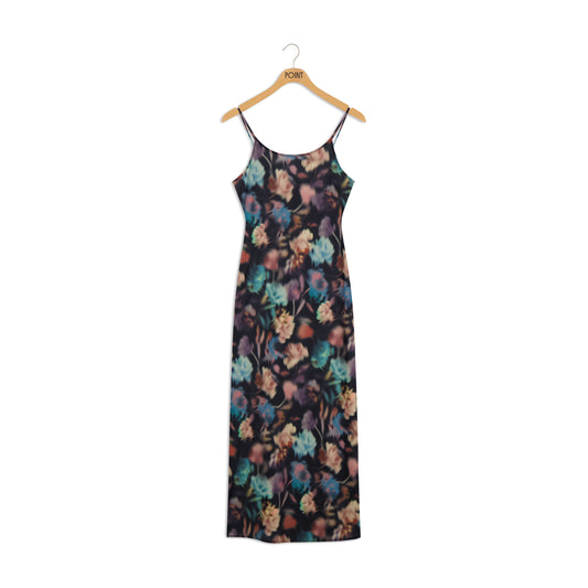 Printed Satin Straight Slip Dress