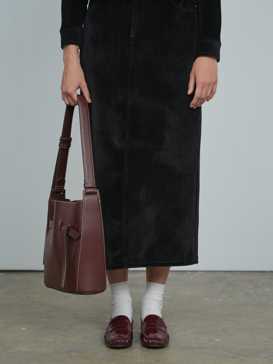 Ribbed Velour Maxi Skirt