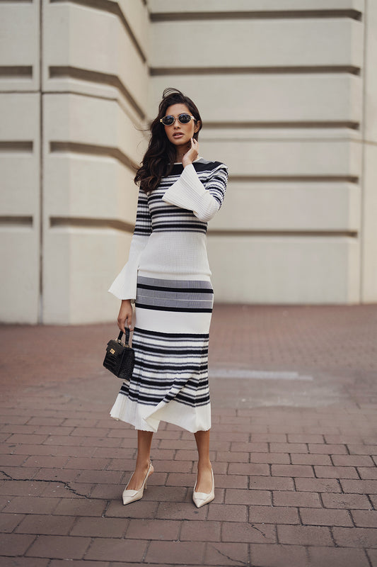 Black and White Knit Dress