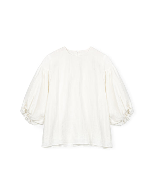 Linen Puff Sleeve Petere Pan Detailed Top