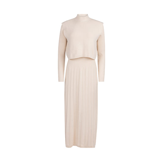 Pointelle Knit Pleated Dress