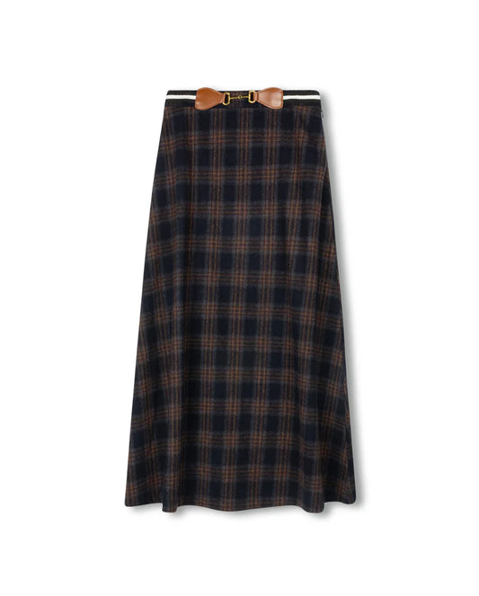 Elastic Band Detailed Plaid Skirt