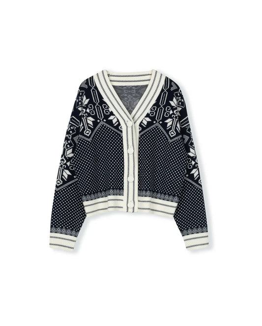 Chunky Knit Printed Cardigan