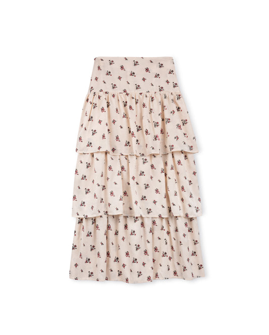 Layered Ivory Printed Skirt